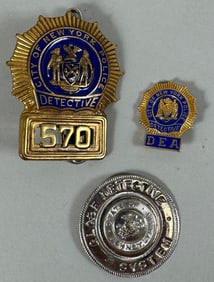 Lot of 3 - Vintage Detective Badges New York & Pennsylvania