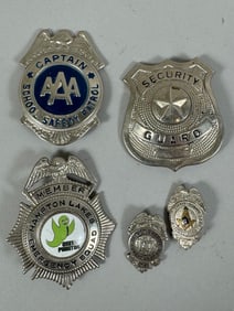 Mixed Lot of 5 - Vintage Badges Security Guard School Safety Patrol Emergency Squad Public Deputy