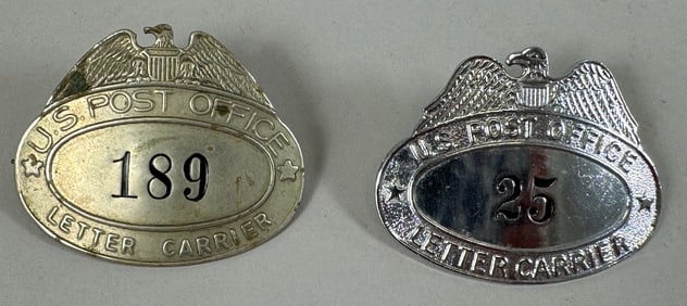 Lot of 2 - Vintage U.S. Post Office Letter Carrier Badges
