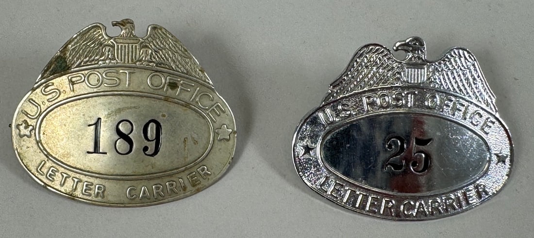 Lot of 2 - Vintage U.S. Post Office Letter Carrier Badges (1 of 3)