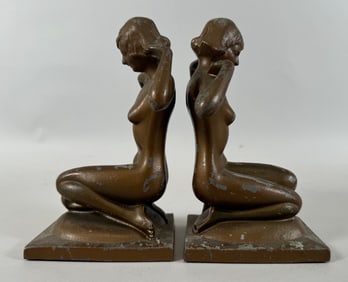 Vintage Pair of Nude Femal Book Ends