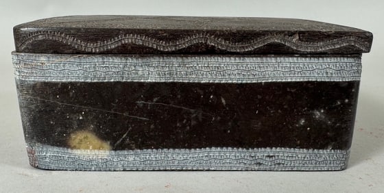 Antique Natural Stone Engraved Box with Lid