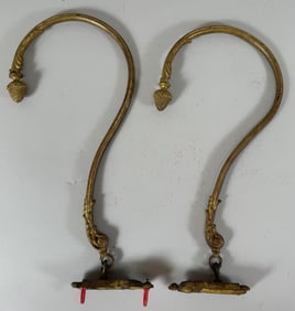 Pair of Vintage Brass French Curtain Tie Backs
