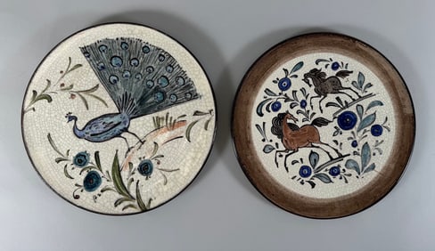 Lot of 2 - Vintage Hand Painted Decorative Ceramic Plates