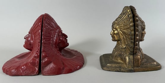 Lot of 2 - Two pairs of Indigenous Native American iron/brass bookends