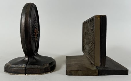 Lot of 2 - Vintage Bradly and Hubbard BH Bookends with Makers Mark