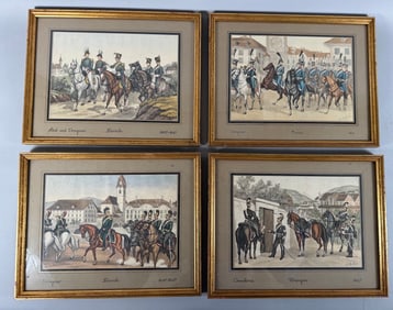 Lot of 4 - Albert von Escher Artwork Thurgau Berne Zurich, Switzerland. 1813 - 1847. Signed.