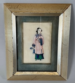 Vintage Chinese Rice paper Painting of a Woman