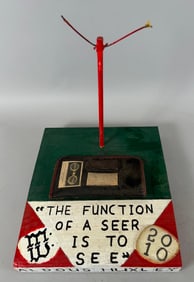 Mixed Media Assemblage " The Function of a Seer is to See." Signed M.W.