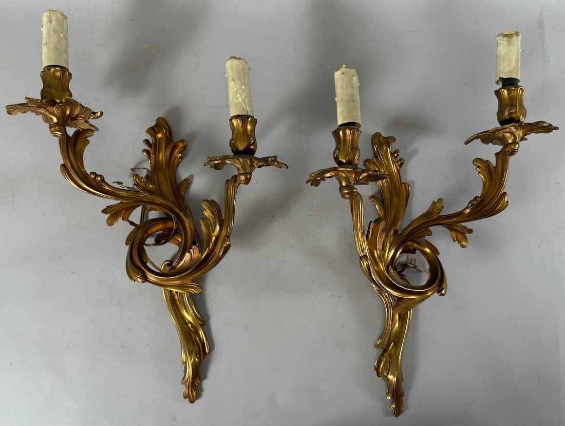 Pair of Vintage Gilt Brass Wall Lights Scones (1 of 20)