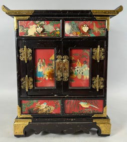 Vintage Chinese Lacquered Wood Cabinet