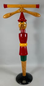 Vintage Pinocchio Wooden Child's Clothes Valet