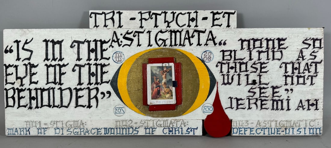 Mixed Media Abstract Art " Tri-Ptych-Et" Signed Dated M.W. 2008 (1 of 7)