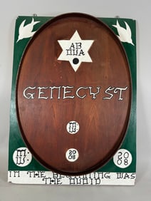 Mixed Media Abstract Art "Genecyst" on plywood Signed M.W. 2008