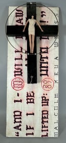 Triumphal Cross Mixed Media Assemblage Art  Signed M.W 2007