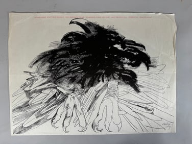 Leonard Baskin 1967 Exhibit Announcement Poster