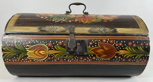 Vintage Painted Tole Box Flower Design