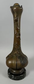 French Art Nouveau Pewter Vase Floral Design Signed by the Artist