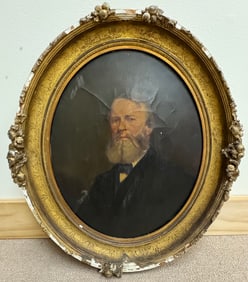 Antique Oil Painting on Canvas Portrait of a Man Framed