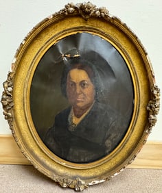 Antique Oil Painting on Canvas Portrait of a Woman Framed