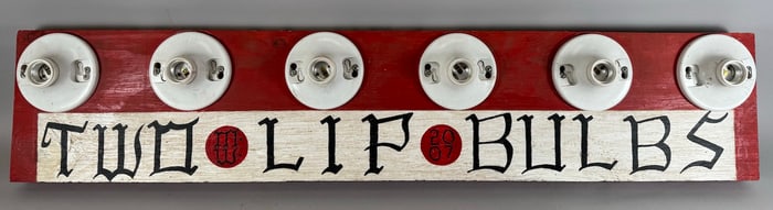 Two Lip Bulbs' Mixed Media on Ply Wood by Malcolm Weiss 2007