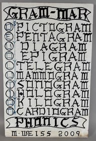 Lettering Art "Gram-Mar" by M. Weiss on Plywood Dated 2009
