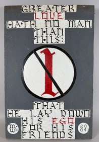 Biblical Quote Mixed Media Painting on Plywood by M.W. 2004