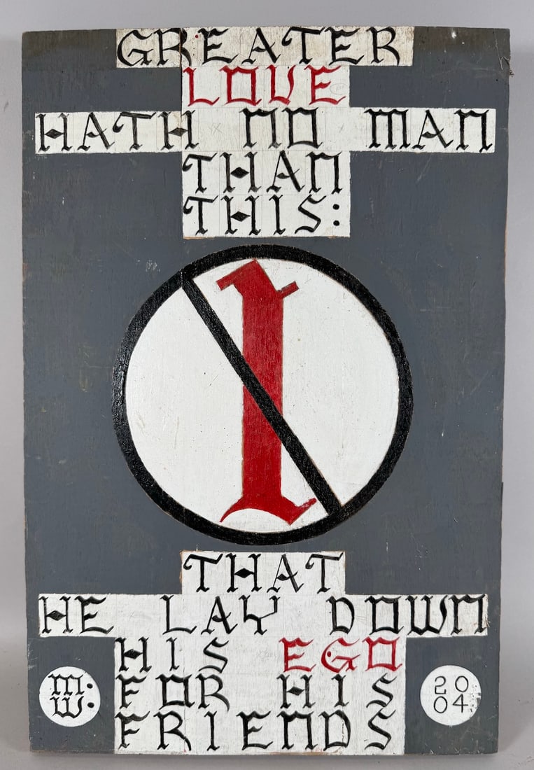 Biblical Quote Mixed Media Painting on Plywood by M.W. 2004 (1 of 5)