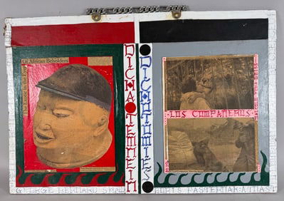 Mixed Media Artwork on Plywood by M. Weiss