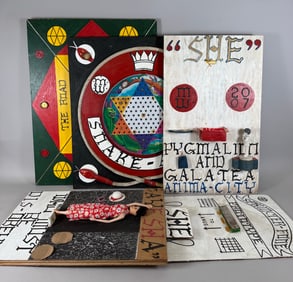 Lot of 5 - Mixed Media Artwork Possibly By Malcolm Weiss