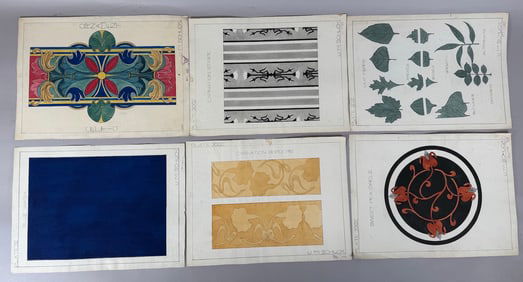 Lot of 6 - Paintings by J.M. Schuck Signed and Dated 1917 1918