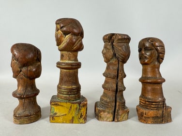 Lot of 4 - Carved Wood Decor Figurines
