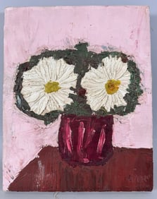 Flower in Vase Oil Painting on Canvas Signed E. Perner