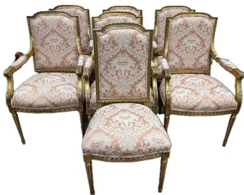 Lot of 7 - Vintage French Style Gilt  Armchairs