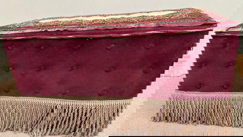 Ottoman & Footstool with embroidered velvet fabric.