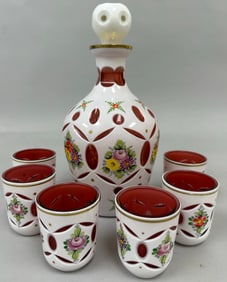 Czech Bohemian Art Glass Decanter Set