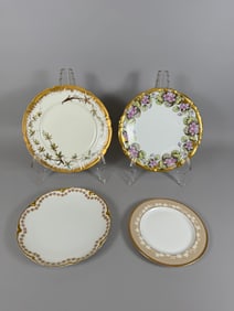 Lot of 4 - Vintage Gold Rim/Trim Plates Haviland Limoges & Elite Works Limoges