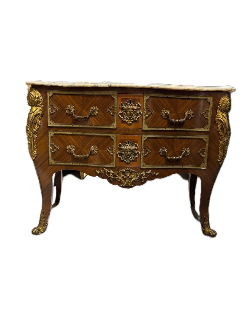 Regency Style Tomb Chest of Drawers: Regency Style Tomb Chest of Drawers with marble top. D: 42"l x 21"w x 31"l.