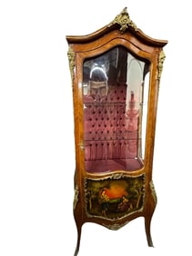 Vernis Martin Style Hand-Painted Vitrine- 19th Century