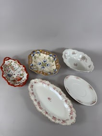 Lot of 5 - Vintage Oval Floral Pattern Platters Austria, France, Germany & Japan