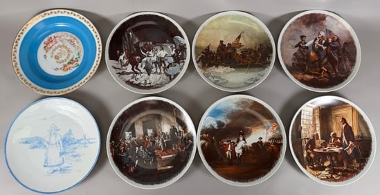 Lot of 8 - Six (6) Vintage Royal Bereuter Collector`s Plate Depicting American Independence &  Two