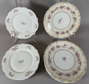 Set of 12- Vintage German Hand Painted Bread & Butter Plates & Austrian Floral Pattern