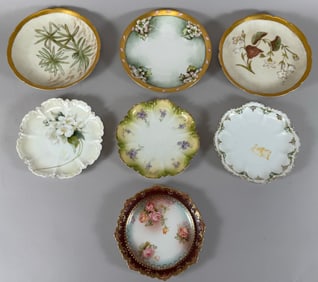 Mixed Lot 7 - Vintage French, German & Austrian Made Gold Rim/Trim Floral Pattern Vintage Plates