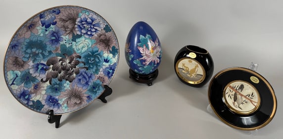 Lot of 4 - Chinese and Austrian Decorative Plates, Vase & Egg