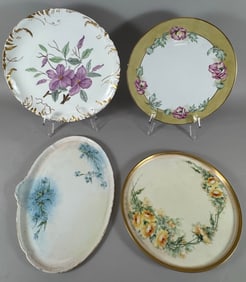 Lot of 4 - Vintage Gold Rim/Trim Floral Pattern Serving Platters