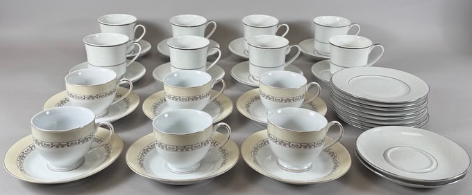 Set of 2 - Auratic Tea Cups with Saucers &  Royal Hostess Tea Cups with Saucers and Bread/Butter