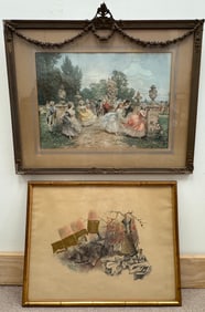 Lot of 2 - Siegfried Reinhardt 1956 Print  & Antique Print After Luigi Rossi