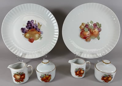 Lot of 6 - Bereuther Porcelain Serving Plates, Creamers & Sugar Bowls