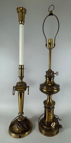 Lot of 2- Stiffel Brass Table Lamp & Vintage MCM Brass Table Lamp