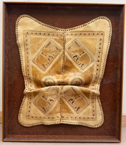 Framed Large Tooled Leather Elephant Saddle Covers